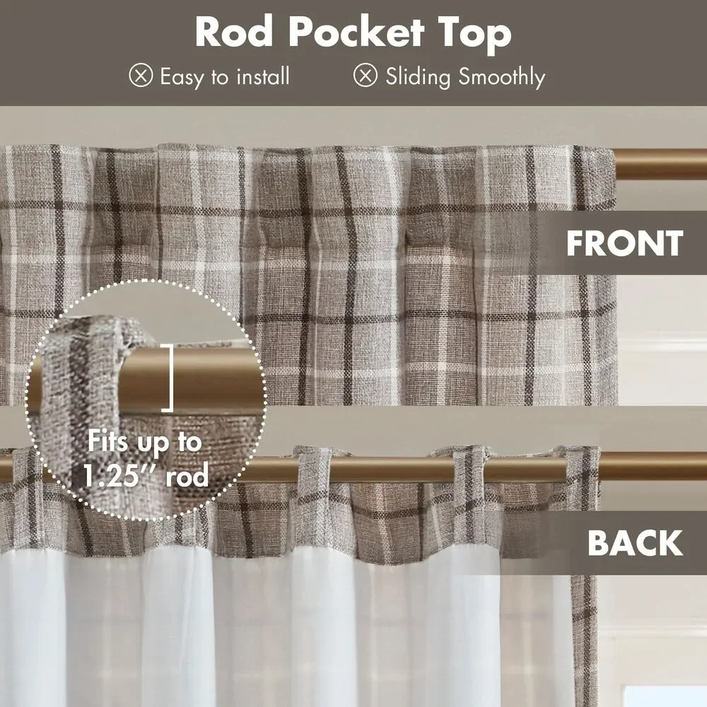 Brand New Madison Park Anaheim Plaid Curtain – Brown, 50